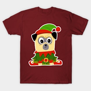 Christmas is coming, pug dressed up as christmas elf T-Shirt